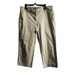 Daisy Fuentes Women's Capri Pants Tan Size 6 Cotton Stretch Flat Front